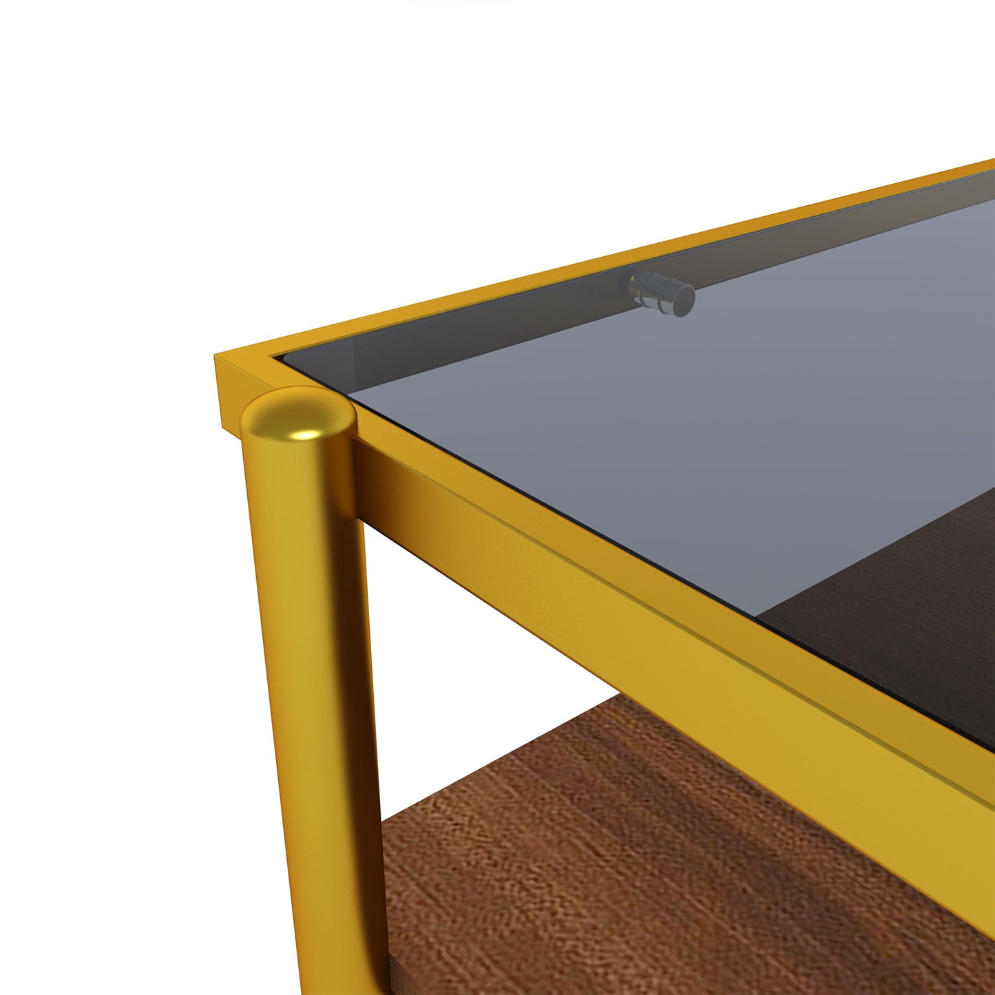 Rectangle Coffee Table with Gray Tempered Glass top and Golden Legs, Modern Table for Living Room