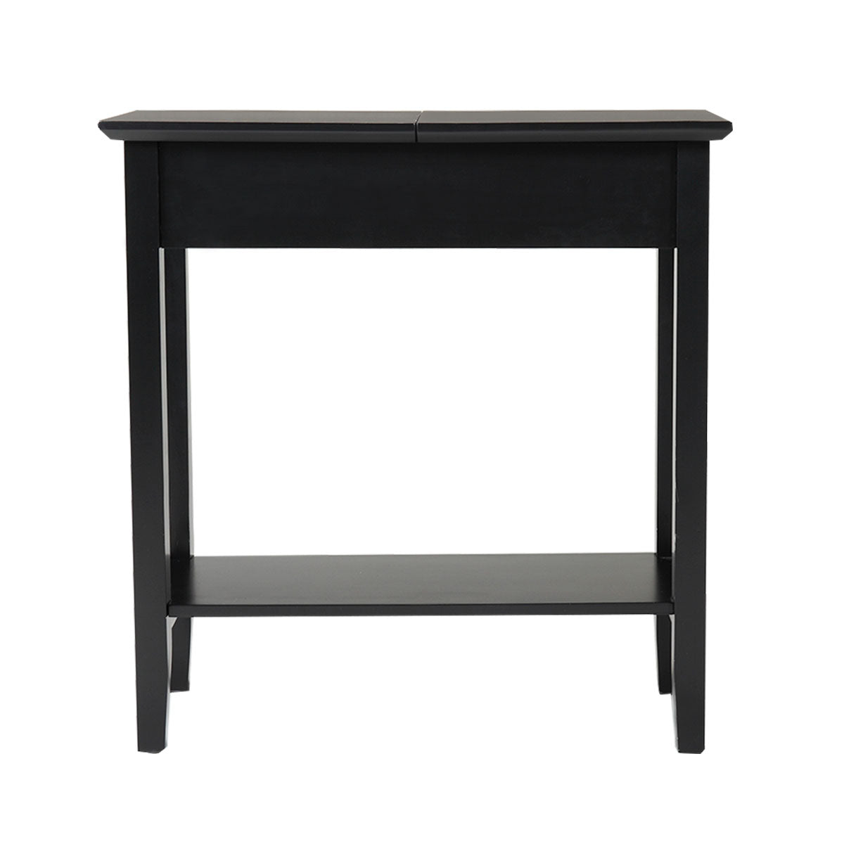 American Heritage Flip Top End Table Narrow Side Table with Storage Shelf - black